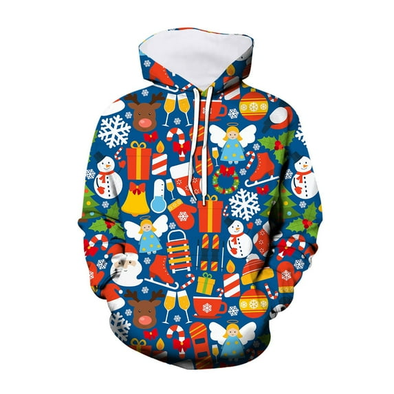 CONFREE Toddler Baby Boys Christmas Hoodie Long Sleeve Boys Sport Pullover Hoodies Cartoon Christmas Snowman Print Soft Fall Winter Clothes Shirts