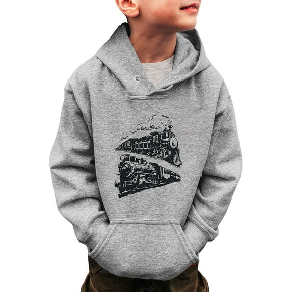 CONFREE Toddler Baby Boys Hoodie Long Sleeve Boys Pullover Hoodies Cartoon Train Soft Fall Winter Hooded Sweatshirt