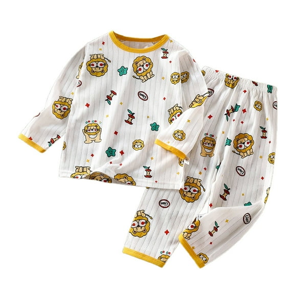 CONFREE Toddler Boy Clothes Pajamas Long Sleeve Cartoon Graphic Lightweight Sleepwear Tops Pant Homewear Sets Lovely Jammies