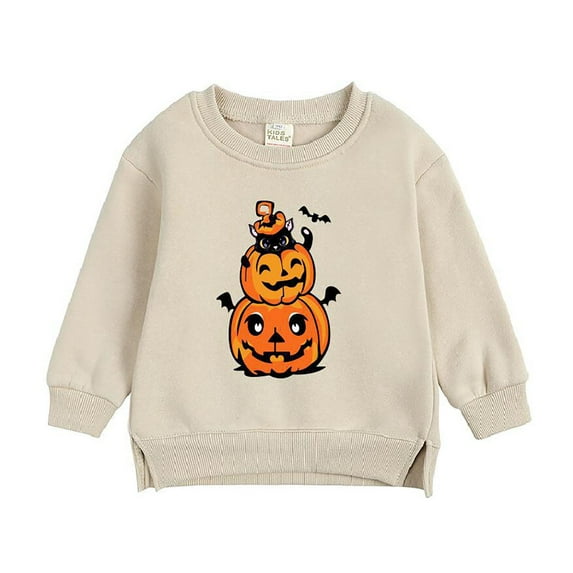 CONFREE Toddler Boys Halloween Sweatshirt Long Sleeve Boys Pullover Sweatshirt Hallowmas Pumpkin Ghost Warm Fall Winter Clothes Shirts