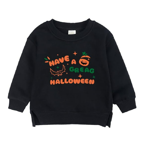 CONFREE Toddler Boys Halloween Sweatshirt Long Sleeve Boys Pullover Sweatshirt Hallowmas Pumpkin Ghost Warm Fall Winter Clothes Shirts
