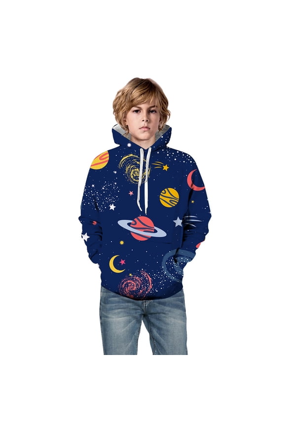 Toddler Boys Hoodie Long Sleeve Boys Pullover Hoodies Cartoon Graphic Soft Fall Winter Hooded Sweatshirt