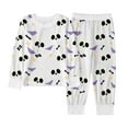 thumbnail image 1 of CONFREE Toddler Girls Halloween Pajamas Long Sleeve Cartoon Pumpkin Ghost Loungewear Tops Pant Hallowmas Pjs for Toddler Girl Cozy Jammies, 1 of 5