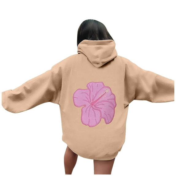 CONFREE Women's Hoodies Floral Prints Hoodies For Women Trendy Long Sleeve Casual Pullover Sweatshirts With Pockets Comfy Winter Clothing