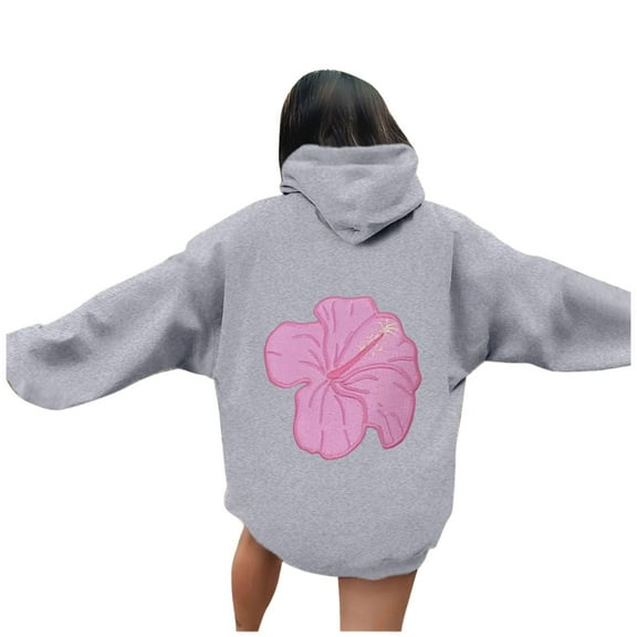 CONFREE Womens Hoodies Floral Prints Hoodies For Women Trendy Long Sleeve Casual Pullover Sweatshirts With Pockets Comfy Winter Clothes