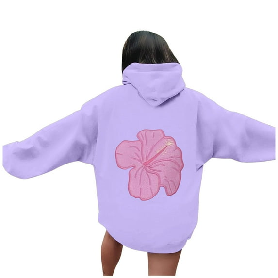 CONFREE Womens Hoodies Floral Prints Hoodies For Women Trendy Long Sleeve Casual Pullover Sweatshirts With Pockets Comfy Winter Clothes
