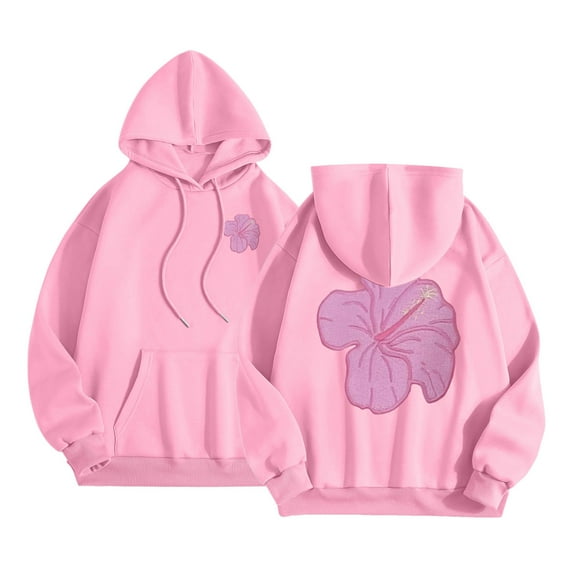 CONFREE Womens Hoodies Floral Prints Hoodies For Women Trendy Long Sleeve Casual Pullover Sweatshirts With Pockets Comfy Winter Clothes