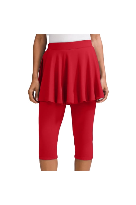 Womens Leggings High Waist Skirted Leggings For Women Solid Color Workout Exercise Fitness Biker Yoga Capri Pants