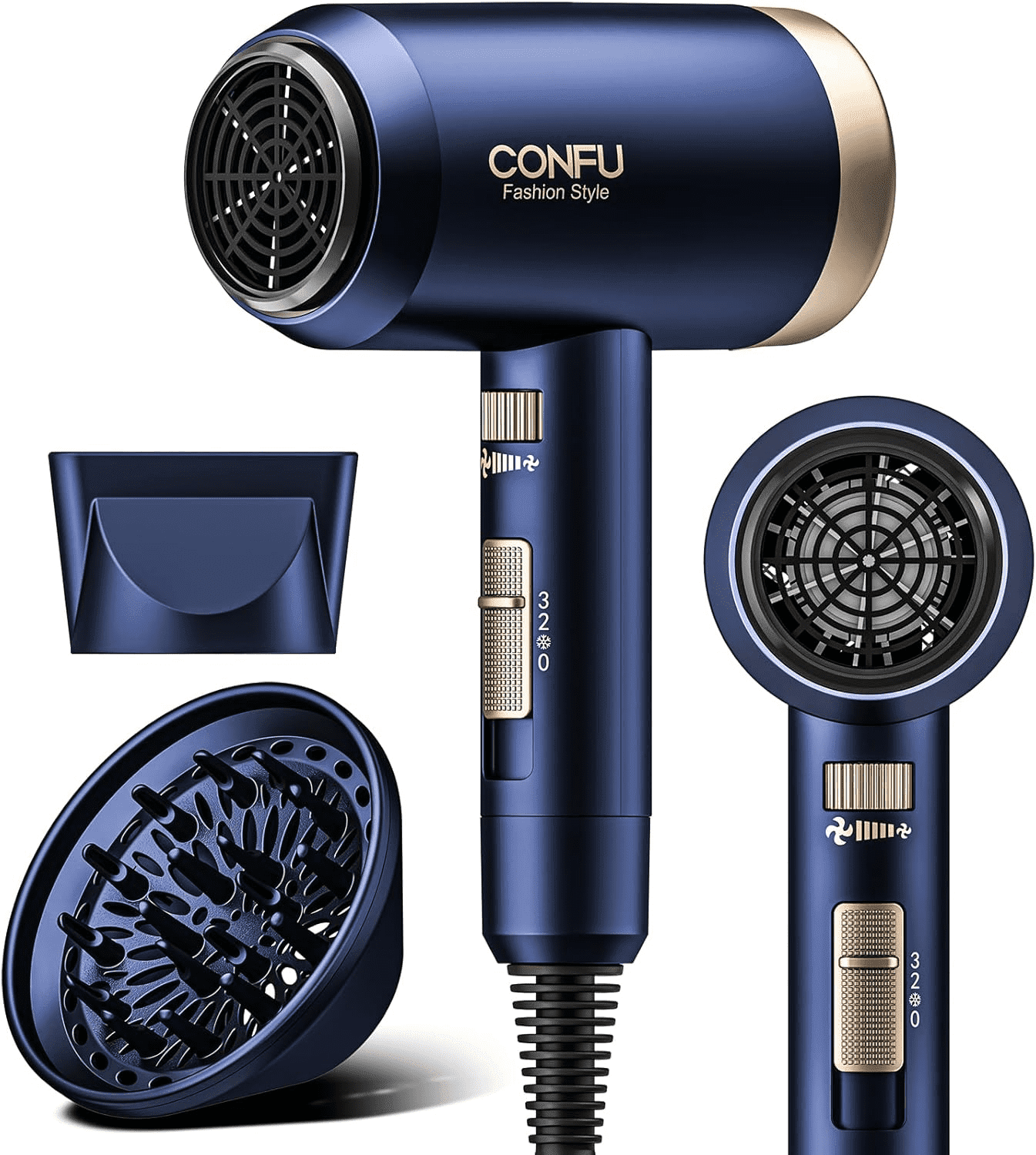 CONFU Ionic Blow Dryer 1600W Ion Hairdryer Blowdryer 3 Heat Settings confu-ionic-blow-dryer-1600w-ion-hairdryer-blowdryer-3-heat-settings