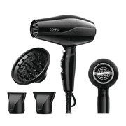 CONFU Ionic Ceramic Hair Dryer, with Diffuser & 2 Concentrator, Black