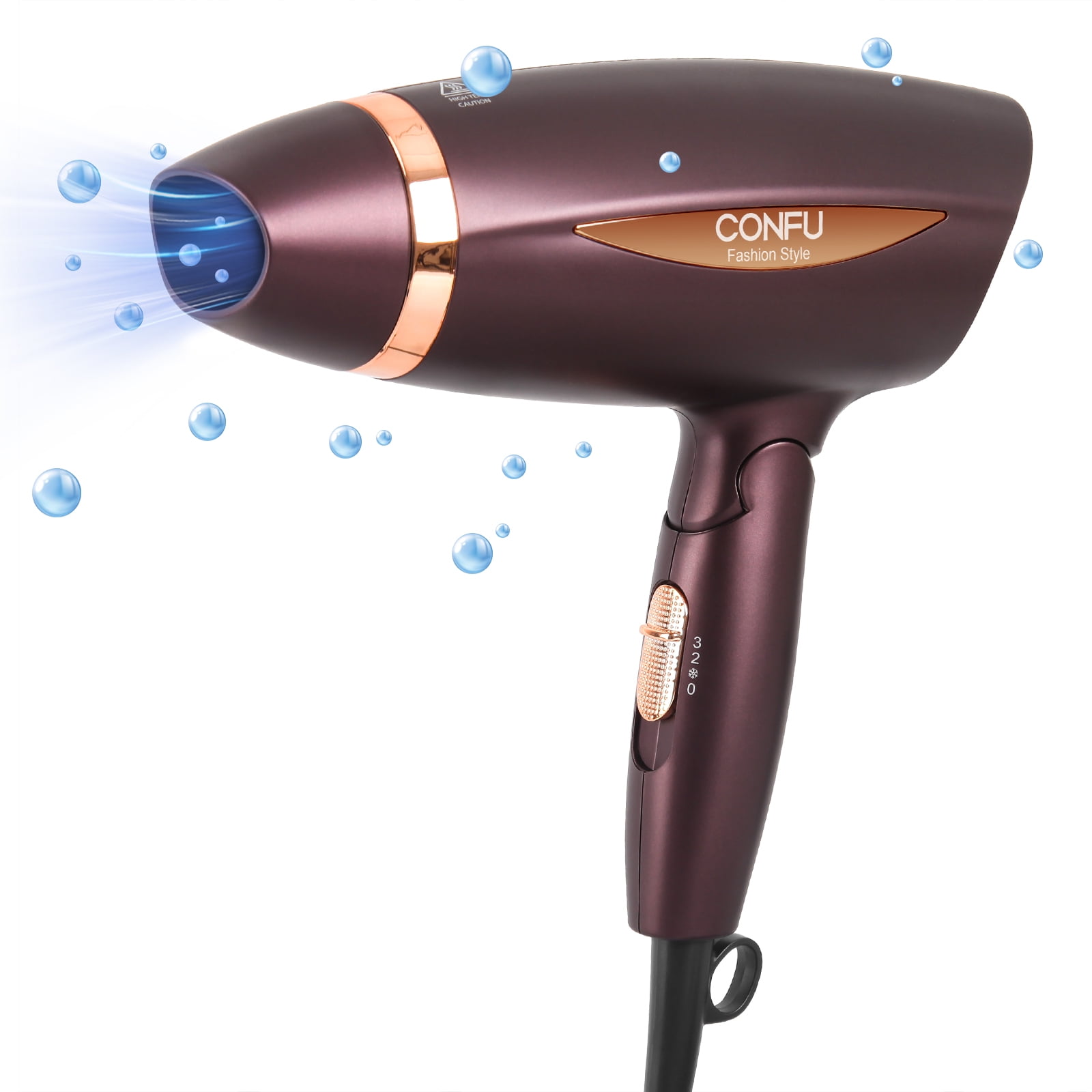 CONFU Ionic Hair Dryer 1600W Portable Travel Blow Dryer Foldable for Home & Travel(brown)