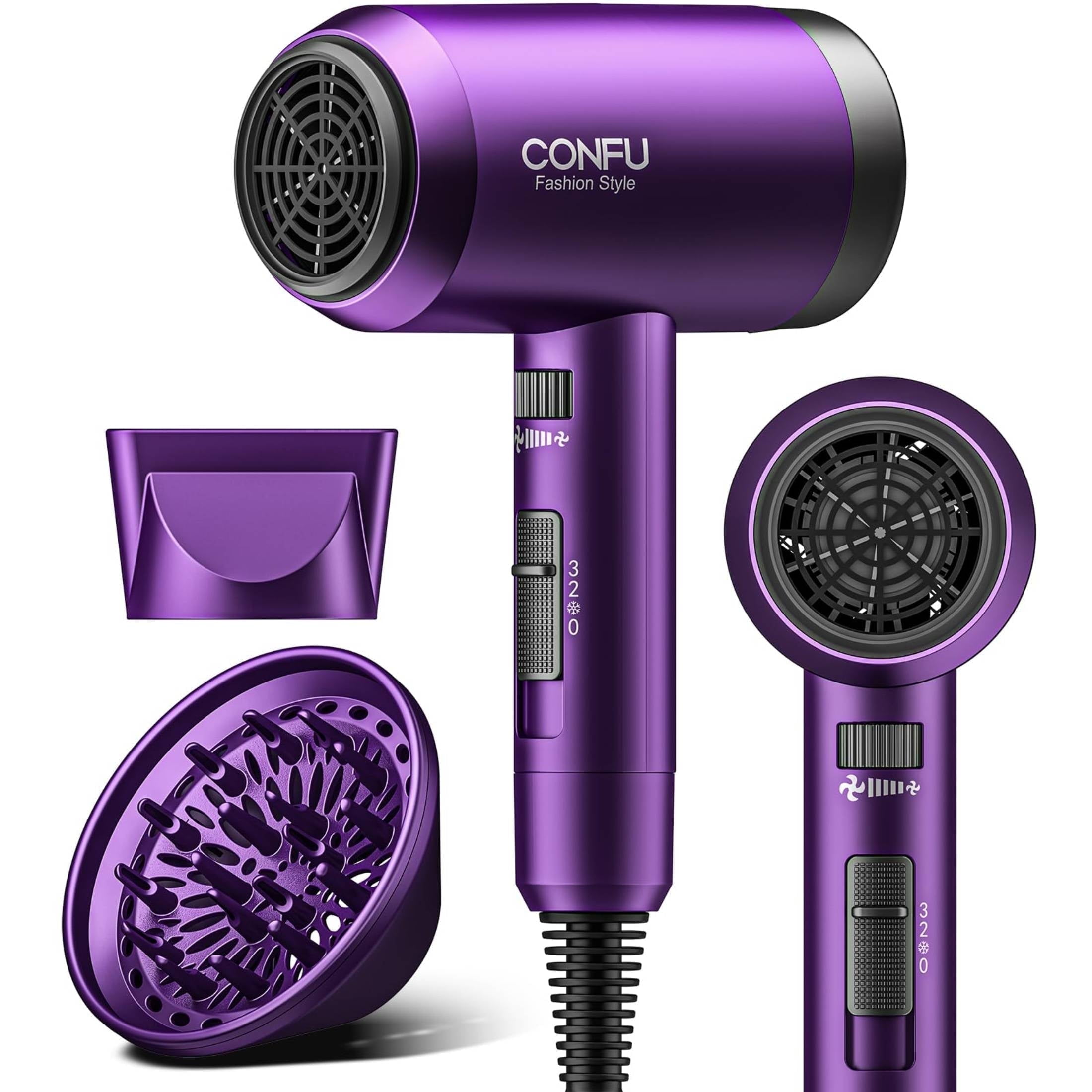 CONFU Ionic Hair Dryer, Lightweight, 3 Heat Settings, Includes