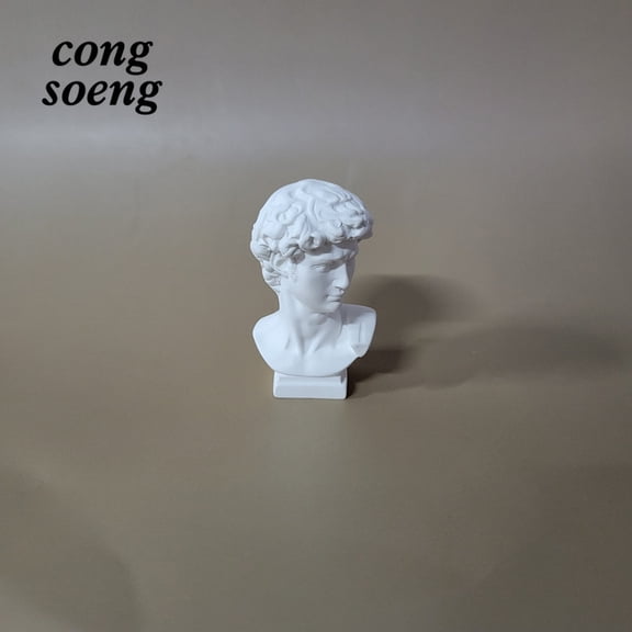 CONG SOENG Figurines Of Plaster, David Bust Statue with Roman Column Base, Classic Greek Sculpture Decor for Shelf, Desktop, Home Office