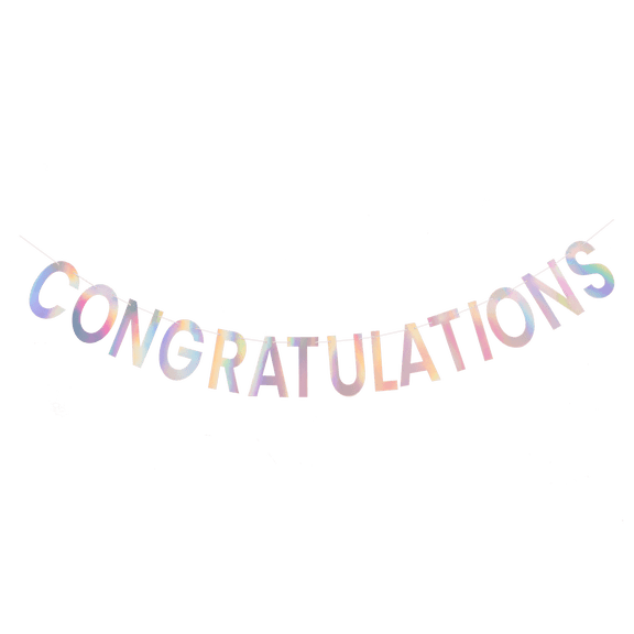 Iridescent Rainbow Congratulations Party Banner, 9.8', by Way To Celebrate