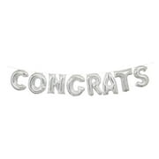 "CONGRATS" Foil Letter Balloon Banner, Silver, 14in