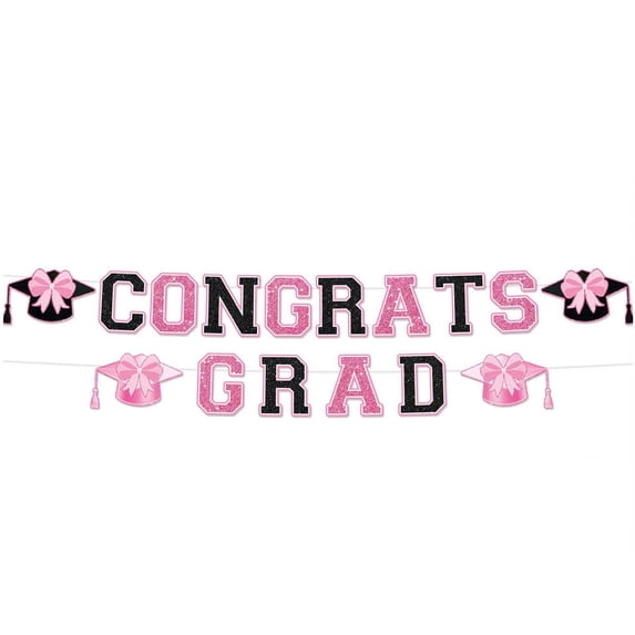 CONGRATS GRAD Graduation Party Supplies Set, All-In-One Disposable Tableware & Decorations Kit with Banner, Cups, Plates, Napkins, Utensils