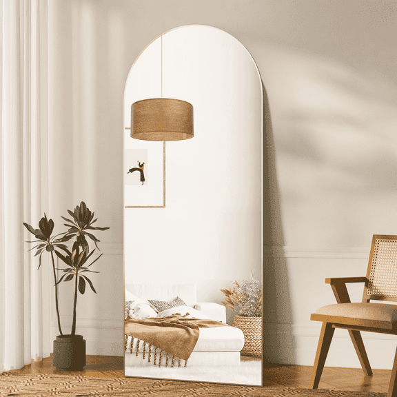 CONGUILIAO Arch Floor Mirror Arched Mirror Arched Full Length Mirror Wall 65"x24"Full Body Mirror Standing Gold