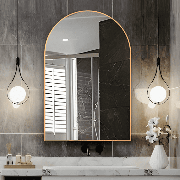 CONGUILIAO Arch Wall Mirror 20"x30" Bathroom Arched Mirror Vanity Mirror Gold