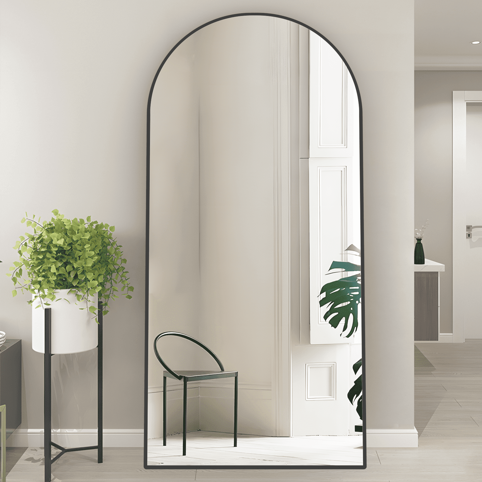 CONGUILIAO Arched Mirror Full Length Arch Mirror 65''x25'' Floor Mirror Black Mirror Body Mirror