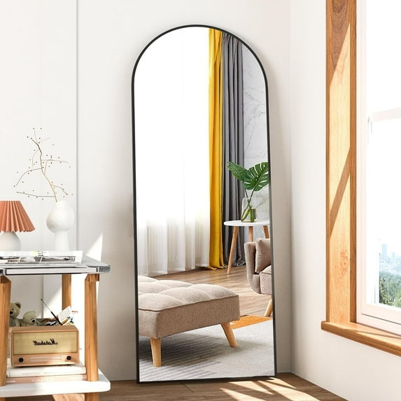 CONGUILIAO Full Length Mirror 58"x18" Arch Floor Mirror with Stand Arched Mirror Full Body Mirror Black Standing Hanging or Leaning Against Wall for Bedroom Entry, Bedroom, Living Room