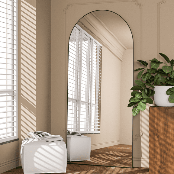 CONGUILIAO Full Length Mirror, 71"x26" Arch Mirror Floor Mirror with Stand Wall Mirror Black Arched Full Body Mirror Standing Hanging or Leaning Against Wall Bedroom Mirror for Entry, Living