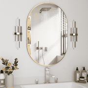 CONGUILIAO Oval Bathroom Mirror Capsule Wall Vanity Mirror, 24"x36" Gold Pill Mirrors Has Metal Frame for Bathroom