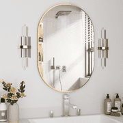 CONGUILIAO Oval Bathroom Mirror Capsule Wall Vanity Mirror, 24"x36" Gold Pill Mirrors Has Metal Frame for Bathroom