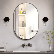 CONGUILIAO Oval Black Bathroom Mirror 20"x30" Oval Bathroom Vanity Mirrors Wall Mirror for Bathroom Metal Frame 30 inch mirror