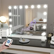 CONGUILIAO Vanity Mirror with Lights Bluetooth Hollywood Makeup Mirror, Large Vanity Lighted Mirror, Hollywood Mirror with 3 Color Modes
