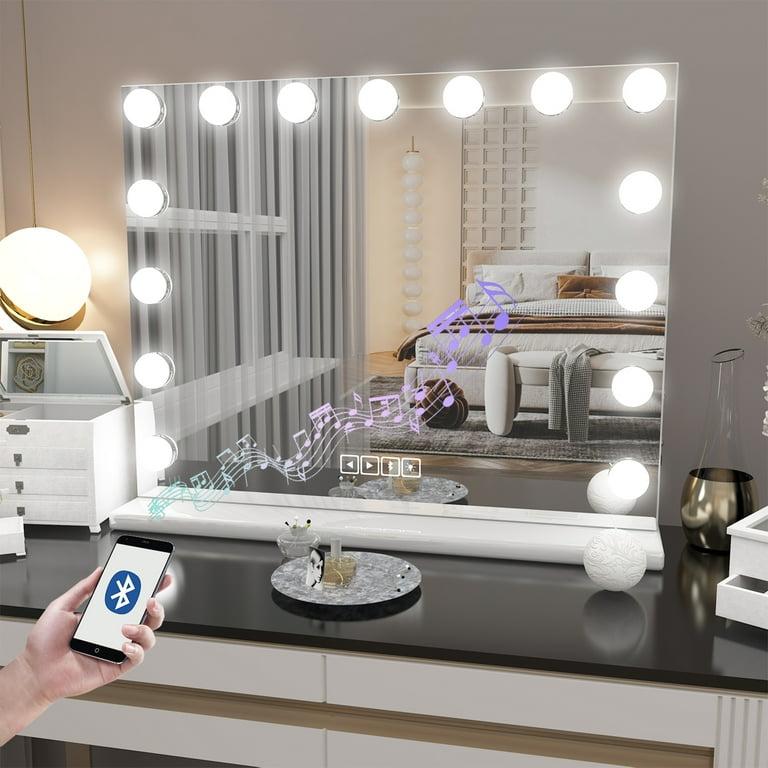Big vanity mirror with lights and bluetooth online