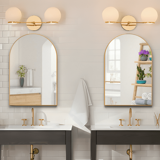 CONGUILIAO Wall Mounted Mirror, 2 Piece Arched Wall Mirror for Bathroom