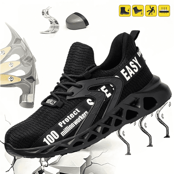 CONIVISON Lightweight Steel Toe Sneakers for Men Women Breathable Safety Shoes Comfortable Puncture Proof Slip On Work Shoes