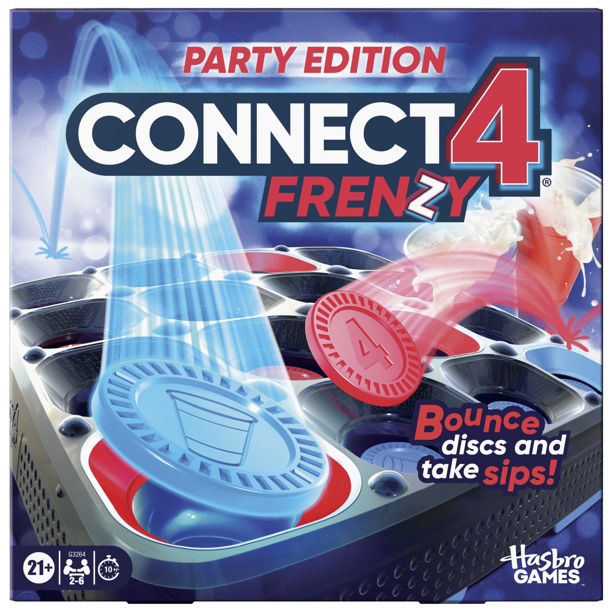Connect 4 Frenzy Party Edition Game for Adults, Bounce Discs and