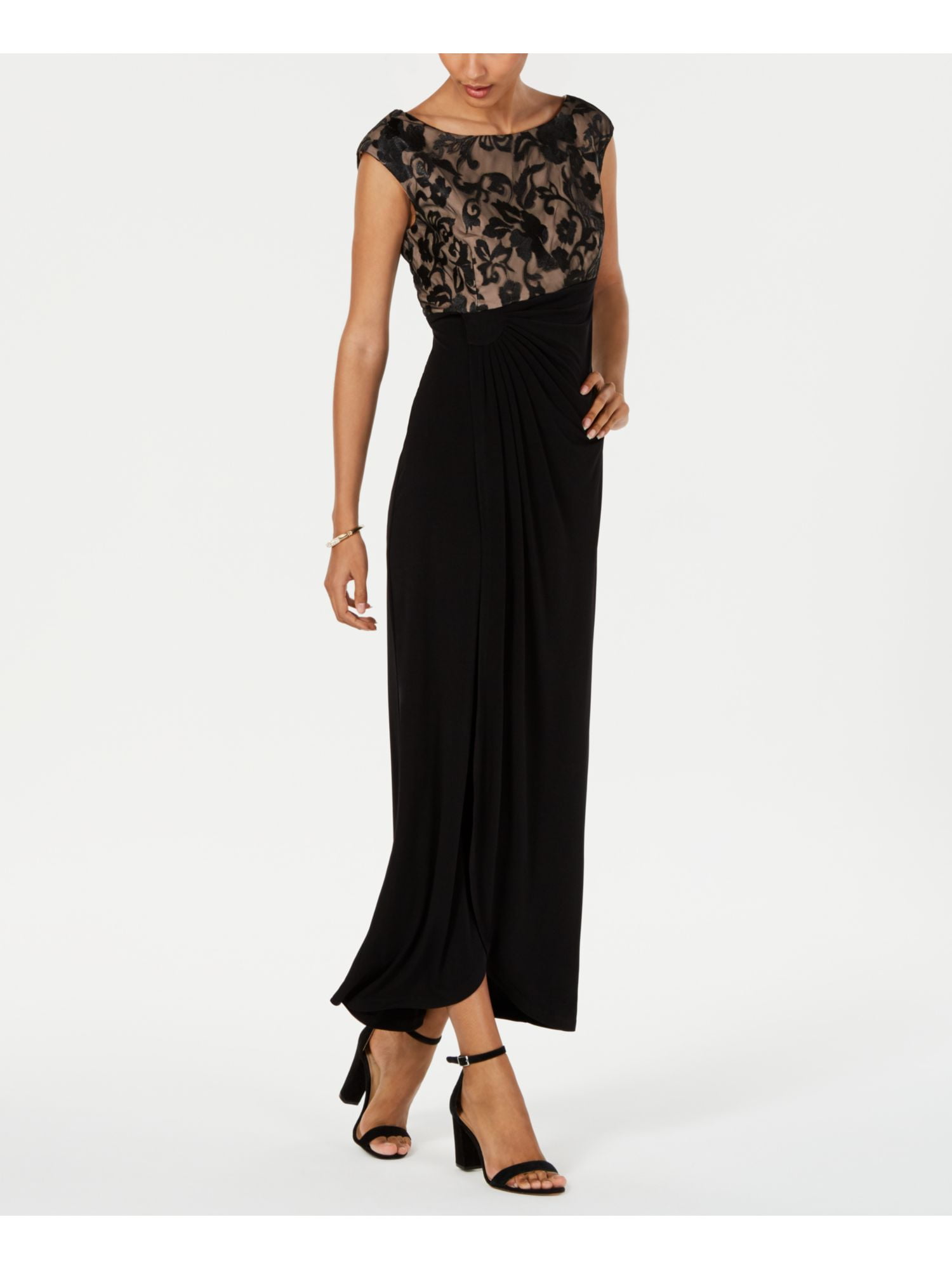 CONNECTED APPAREL $89 Womens New Black Floral Ruched Sheath Dress 10 B+B