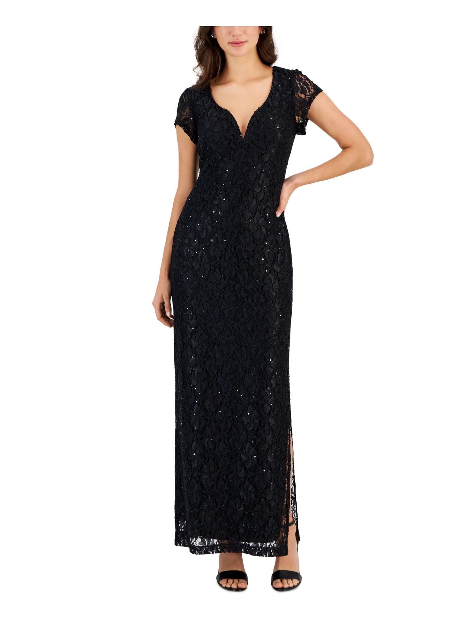 red lace tea length dress Orange A-line Lace Wedding Dresses,Tea Length Wedding Party Dress with Sash,WD00530, US4 / Black main image 1