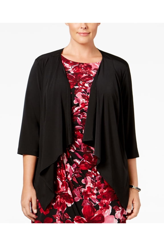 Womens Black Open Cardigan Sweater Plus Size: 1X