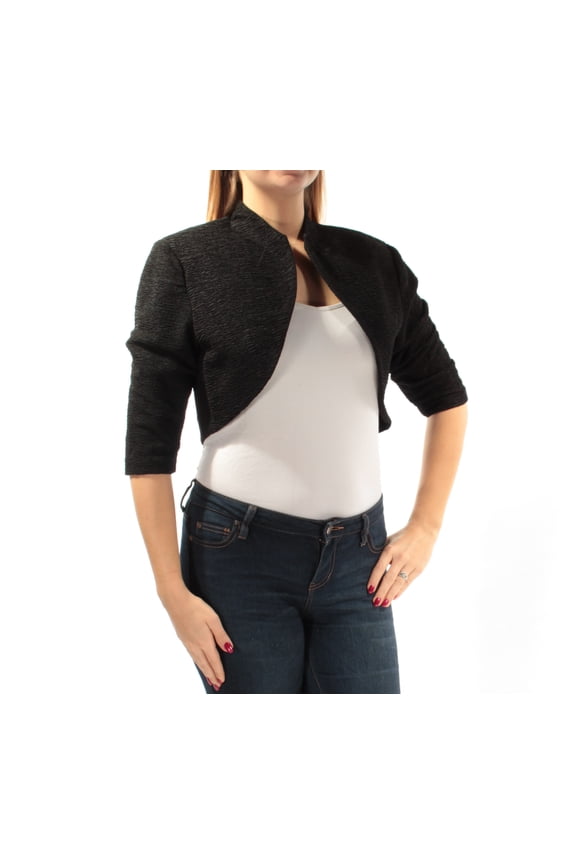 Womens New 1108 Black Open Cardigan Crop Top Top L B+B