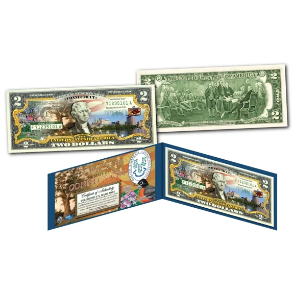 CONNECTICUT Genuine Legal Tender $2 Bill USA Honoring America's 50 States