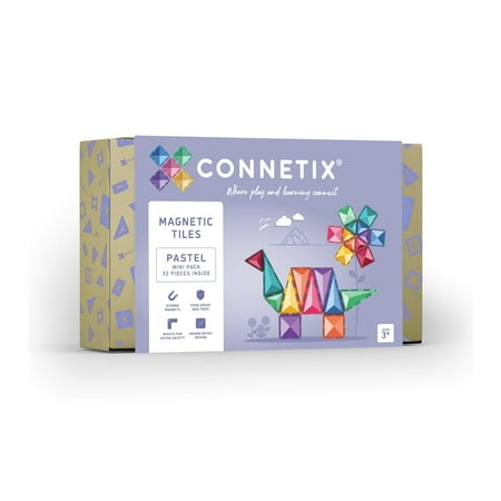CONNETIX Magnetic Tiles, Pastel Mini Pack, 32 Pieces