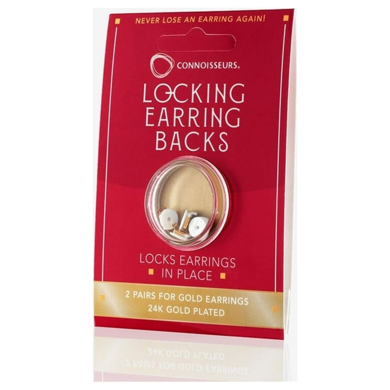 CONNOISSEURS 24K Gold Locking Earring Backs Studs Hypoallergenic 2 Pairs Walmart