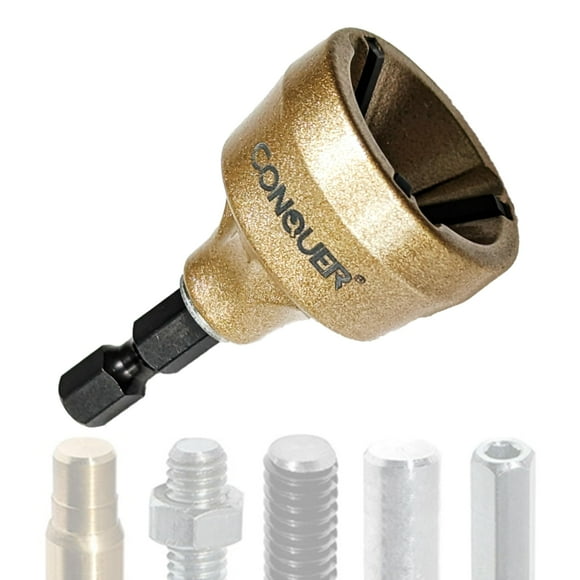 CONQUER Tools Deburring External Chamfer Tool, Premium Tungsten Deburring Drill Bit, Remove Burr Tools Quick Release Shank Fits for 1/8"-3/4"(3mm-19mm) Stainless Steel Burr Removal, Countersink C94