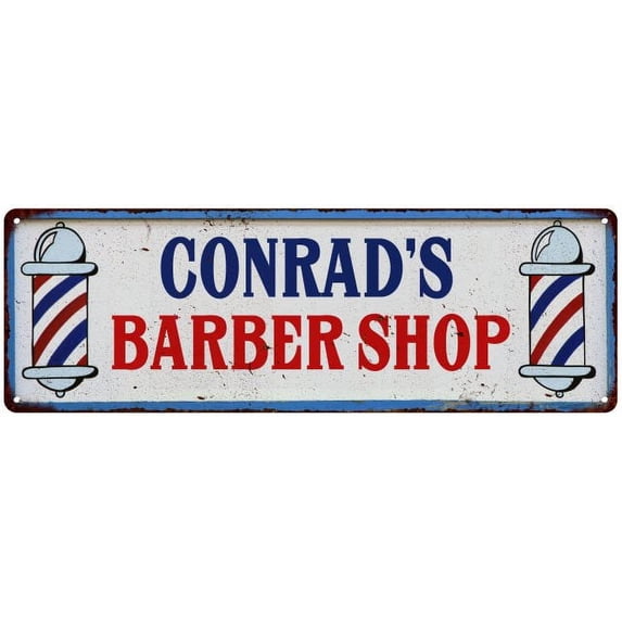 CONRAD'S Barber Shop Hair Salon Metal Sign Retro 6x18 106180031093