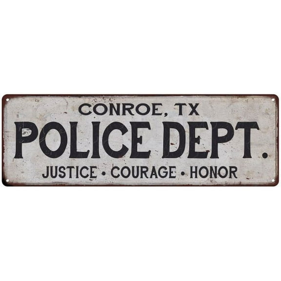 CONROE, TX POLICE DEPT. Home Decor Metal Sign Gift 8x24 108240012505