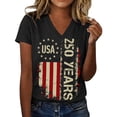 thumbnail image 1 of CONROSES 250Th Anniversary Usa Women's Short Sleeve T-Shirts V Neck Patriotic Usa Flag Graphic 4Th Of July Tshirt Independence Day Tee Blouses for Lady, 1 of 5