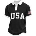 thumbnail image 1 of CONROSES 4Th Of July Men's Short Sleeve Polo Shirts Patriotic Usa Flag Graphic Collared Independence Day Polo Shirt for Men Casual Golf Shirts, 1 of 3