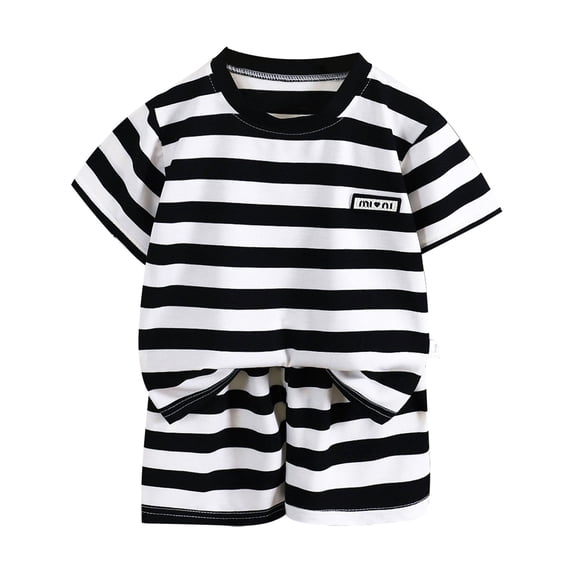 CONROSES Baby Boys Summer Outfit Set Striped Short Sleeve T-Shirt Shorts Clothes Sets for Kids, Sizes 3-4 Years