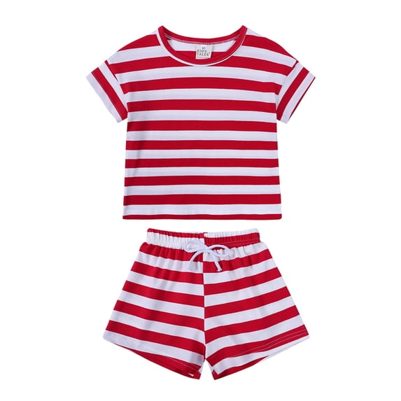 CONROSES Baby Boys Summer Outfit Set Striped Short Sleeve T-Shirt Shorts Clothes Sets for Kids, Sizes 6-9 Months