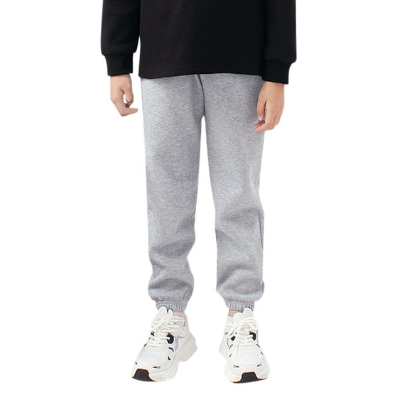 CONROSES Boys Baggy Sweatpants Straight Leg Sweat Pant for Child Solid Elastic Waist Drawstring Cozy Jogger Trousers with Pockets