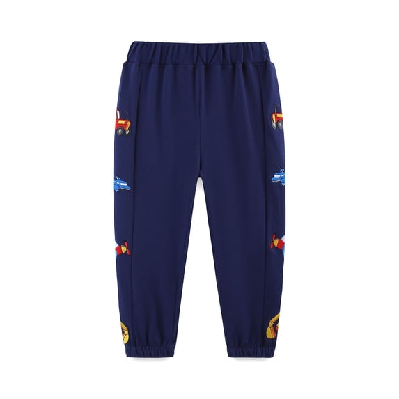 CONROSES Boys Baggy Sweatpants Wide Leg Sweat Pant for Child Cartoon Embroidery Elastic Waist Drawstring Cozy Jogger Pants with Pockets