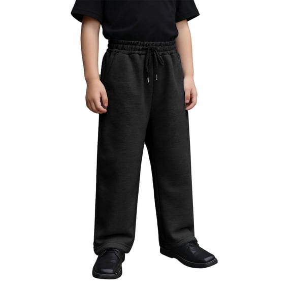 CONROSES Boys Baggy Sweatpants Wide Leg Sweat Pant for Child Solid Elastic Waist Drawstring Cozy Jogger Trousers with Pockets